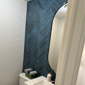 Bathroom Feature Wall In Herringbone Pattern